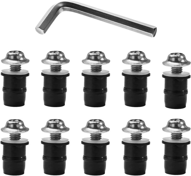 MUQIDA 10 PCS Motorcycle Windshield Bolts Screws Kit, Aluminum Alloy Motorbike Windscreen Body Fasteners, Universal Windshield Mounting Bolts with Wrench for Motorcycle Fairings (Silver) - Image 1